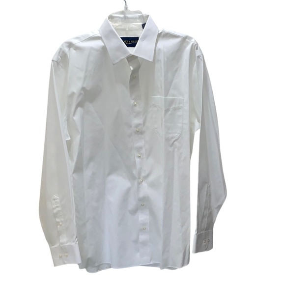Wilkes Riley Non Iron Classic Fit White Long Sleeve Dress Shirt Mens L - Picture 5 of 6